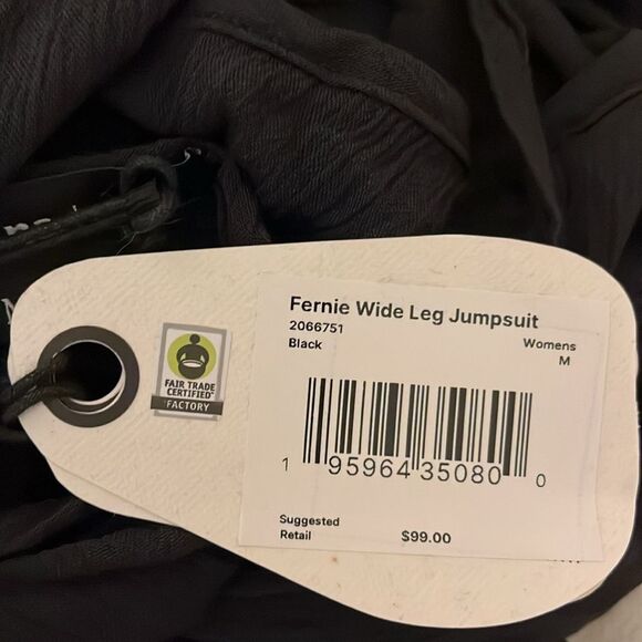 PrAna Fernie Wide Leg Jumpsuit sleeveless black gauze bohemian size‎ M NWT - Picture 8 of 15